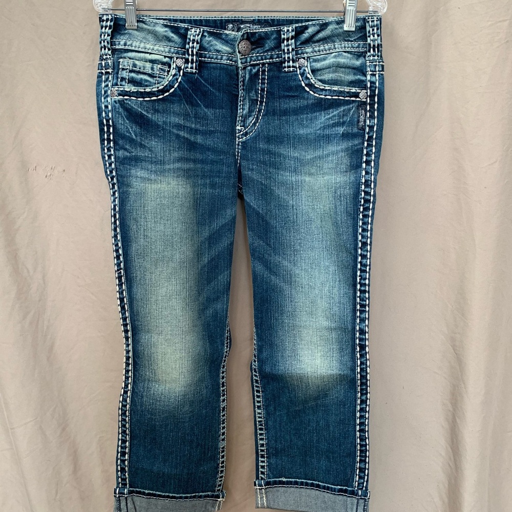 NWOTS Silver SUKI Mid Capri Jeans Women's 30 x 22.5